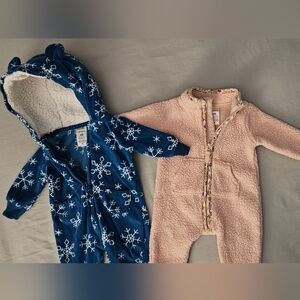 Carter's Snowflake Blue and Cozy Pink Footies